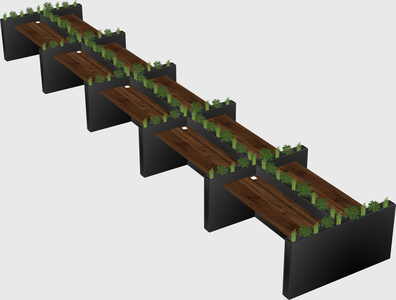 Rectangular shared desk