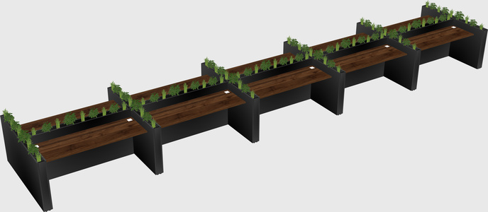 Rectangular shared desk