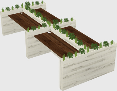 Rectangular shared desk