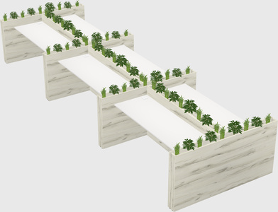 Rectangular shared desk