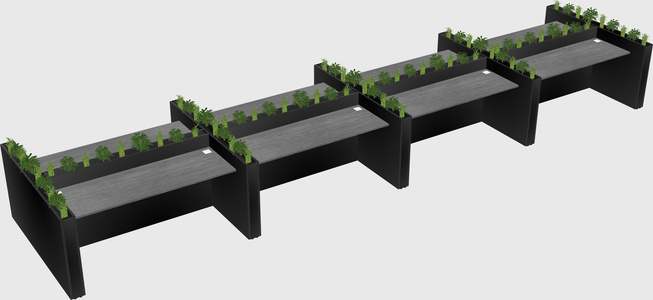 Rectangular shared desk