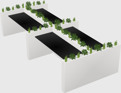 Rectangular shared desk