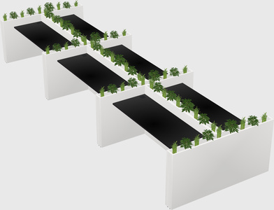 Rectangular shared desk