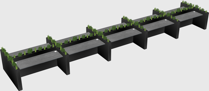 Rectangular shared desk