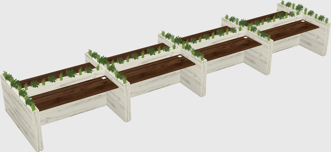 Rectangular shared desk