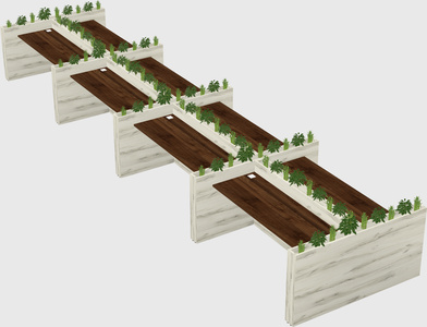 Rectangular shared desk