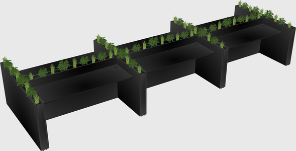 Rectangular shared desk
