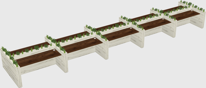 Rectangular shared desk