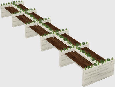 Rectangular shared desk