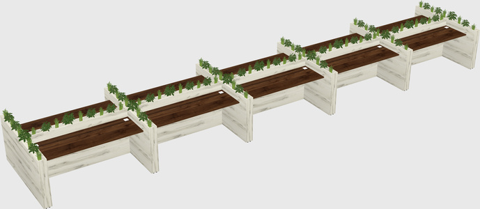 Rectangular shared desk