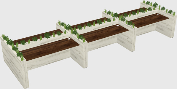 Rectangular shared desk