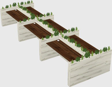 Rectangular shared desk