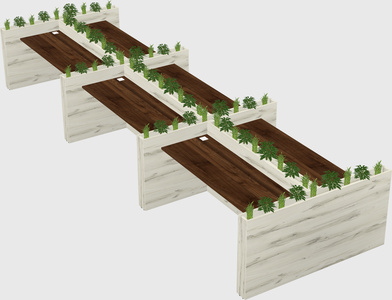 Rectangular shared desk