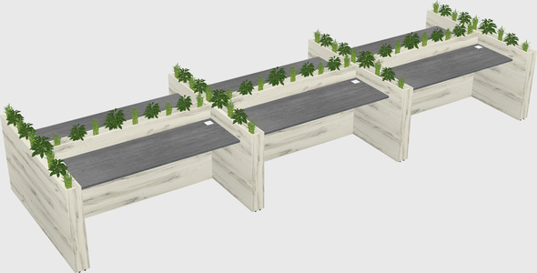 Rectangular shared desk