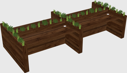 Rectangular shared desk