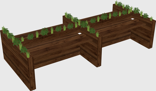 Rectangular shared desk