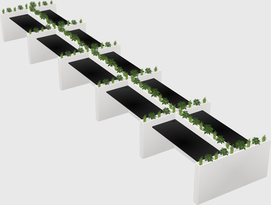 Rectangular shared desk