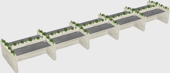 Rectangular shared desk