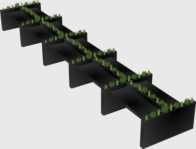 Rectangular shared desk