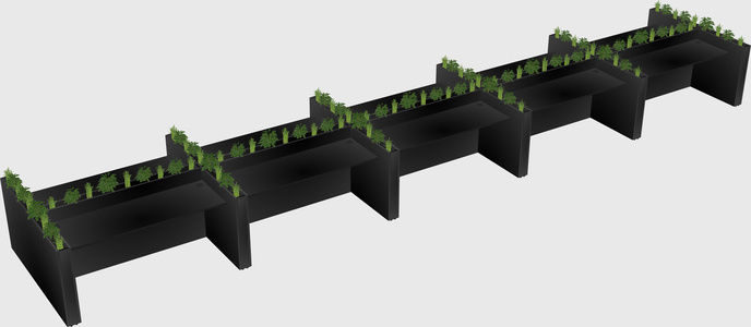 Rectangular shared desk
