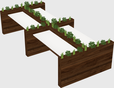 Rectangular shared desk