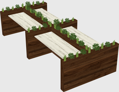 Rectangular shared desk
