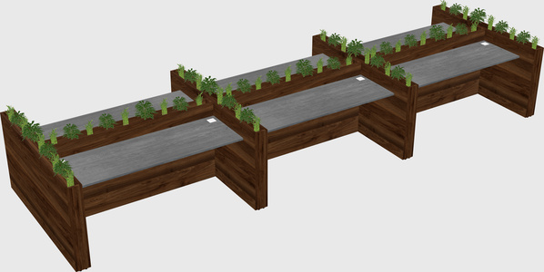 Rectangular shared desk