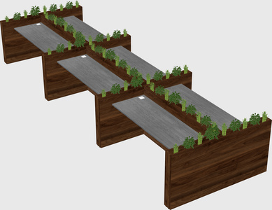 Rectangular shared desk