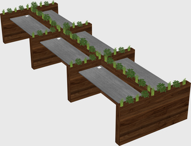 Rectangular shared desk