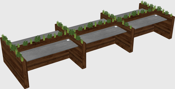 Rectangular shared desk