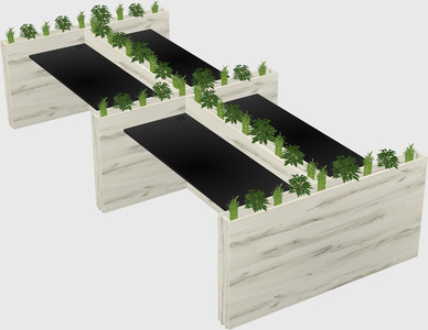 Rectangular shared desk