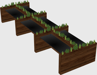 Rectangular shared desk