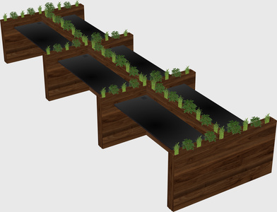 Rectangular shared desk
