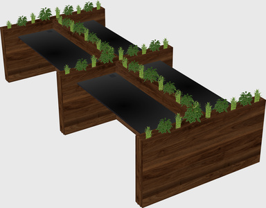 Rectangular shared desk