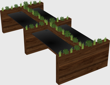 Rectangular shared desk