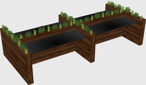 Rectangular shared desk