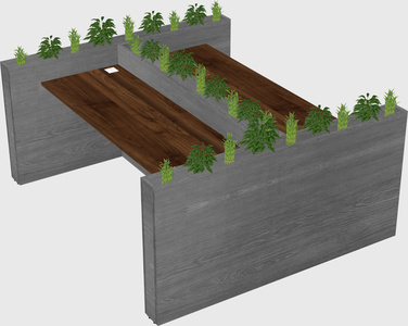 Rectangular shared desk