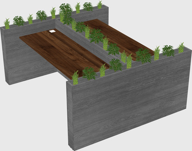 Rectangular shared desk