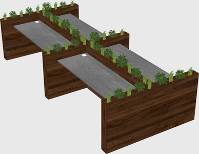 Rectangular shared desk