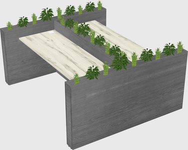 Rectangular shared desk