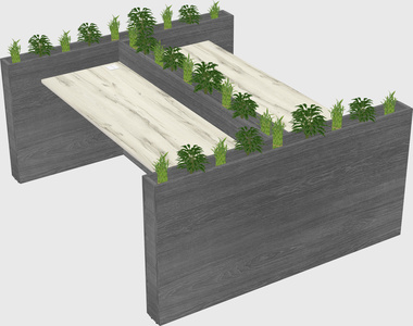 Rectangular shared desk