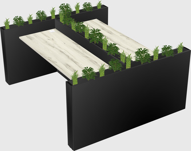 Rectangular shared desk