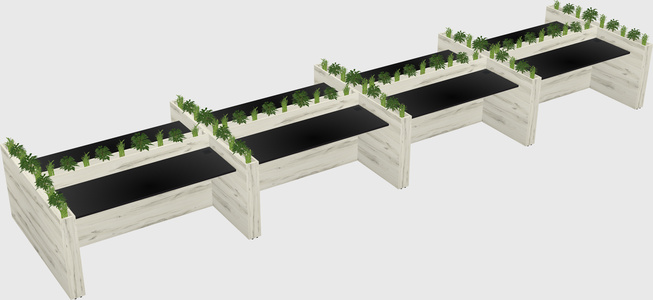 Rectangular shared desk