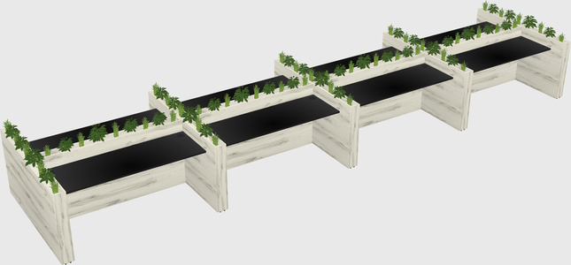 Rectangular shared desk