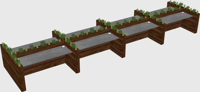 Rectangular shared desk