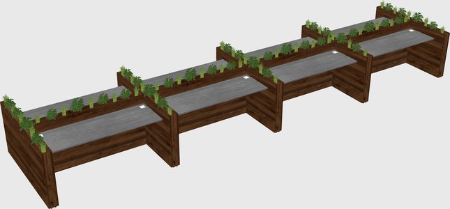 Rectangular shared desk