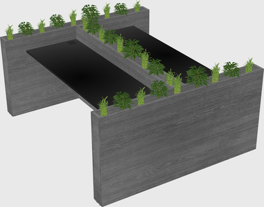 Rectangular shared desk