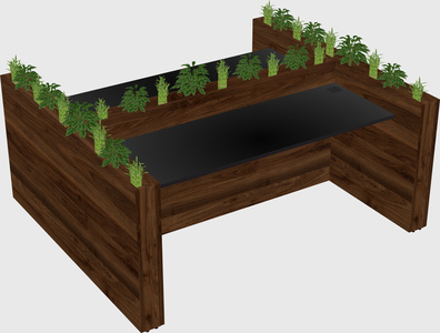 Rectangular shared desk