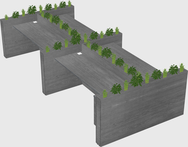 Rectangular shared desk