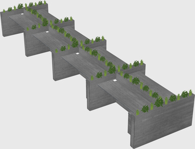 Rectangular shared desk